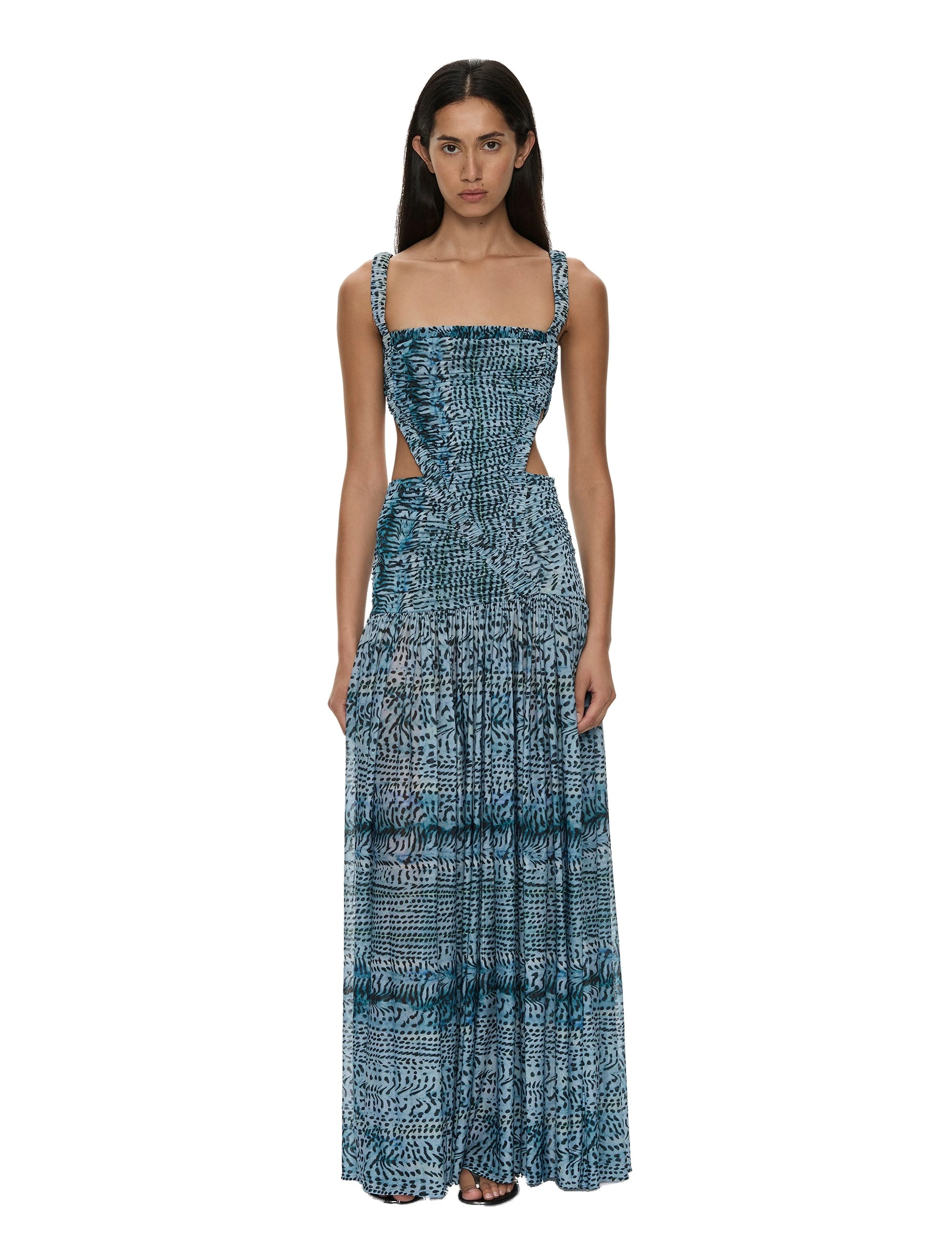Christopher Esber Orion Separation Gown in Feathered Petrol Christopher Esber Orion Separation Gown in Feathered Petrol | Evening Gowns | Coveti