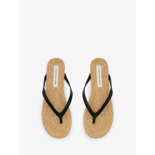 Christopher Esber Palma Flip Flop in Black Natural | Flip Flops & Slides | Coveti