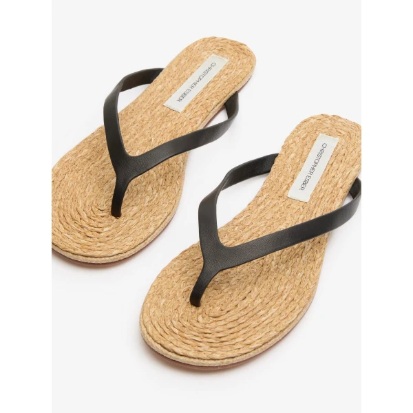 Christopher Esber Palma Flip Flop in Black Natural | Flip Flops & Slides | Coveti