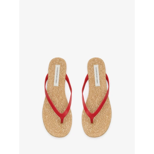 Christopher Esber Palma Flip Flop in Carmine Red Natural | Flip Flops & Slides | Coveti
