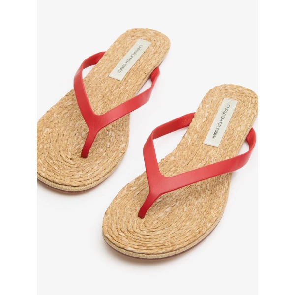 Christopher Esber Palma Flip Flop in Carmine Red Natural | Flip Flops & Slides | Coveti