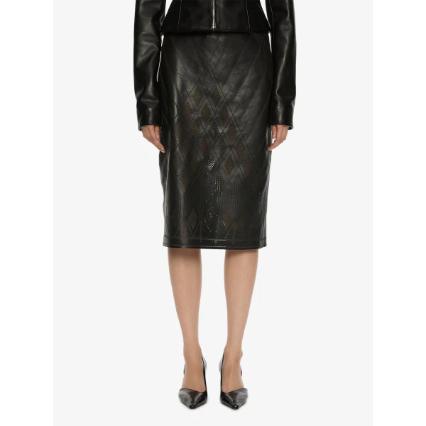 Christopher Esber Perforated Leather Skirt in Black | Skirts | Coveti