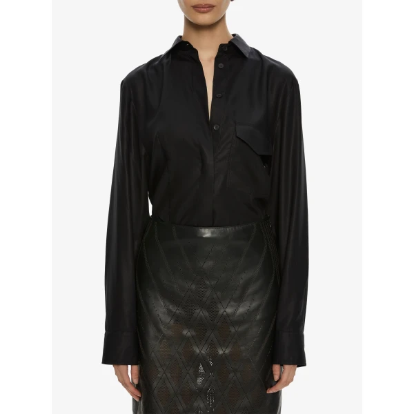 Christopher Esber Perforated Leather Skirt in Black | Skirts | Coveti