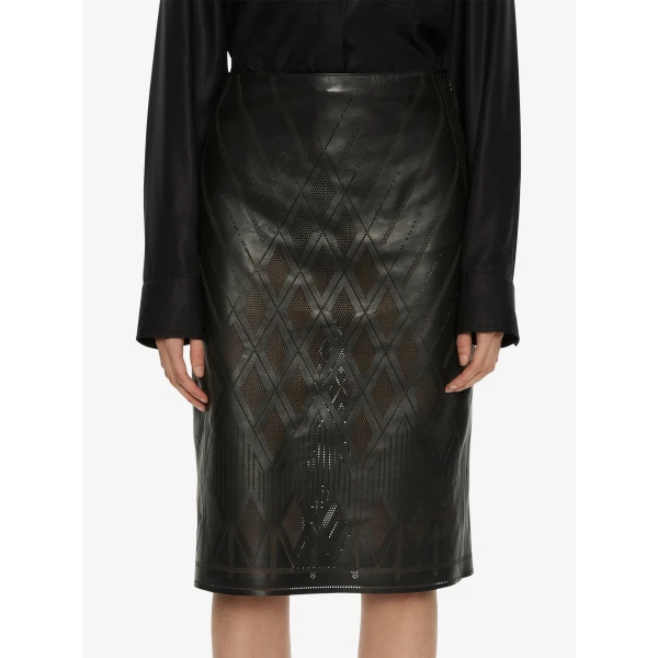 Christopher Esber Perforated Leather Skirt in Black | Skirts | Coveti