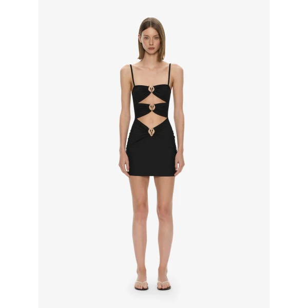 Christopher Esber Pierced Orbit Mini Dress in Black | Mini Dresses | Coveti