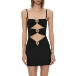 Christopher Esber Pierced Orbit Mini Dress in Black | Mini Dresses | Coveti