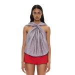 Christopher Esber Piled Hooded Top in Faded Lilac | Tops | Coveti