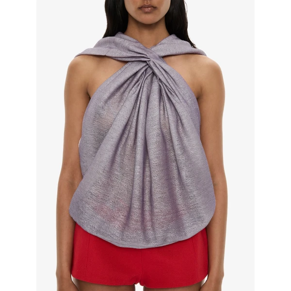 Christopher Esber Piled Hooded Top in Faded Lilac | Tops | Coveti