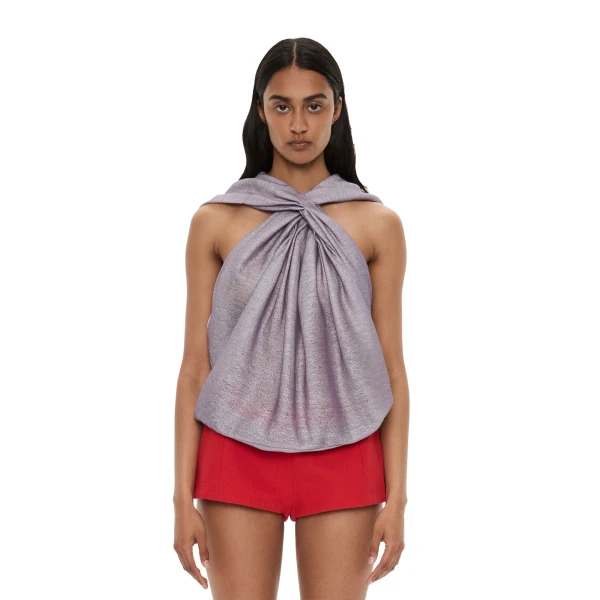 Christopher Esber Piled Hooded Top in Faded Lilac | Tops | Coveti
