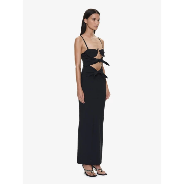 Christopher Esber Porto Tie Lycra Dress in Black | Maxi Dresses | Coveti