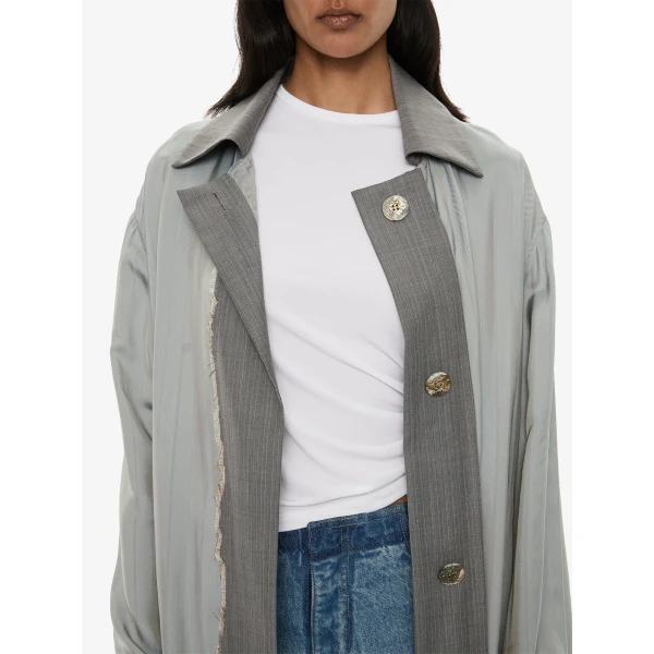 Christopher Esber Retract Tailored Duster Coat in Slate Stripe | Coats | Coveti