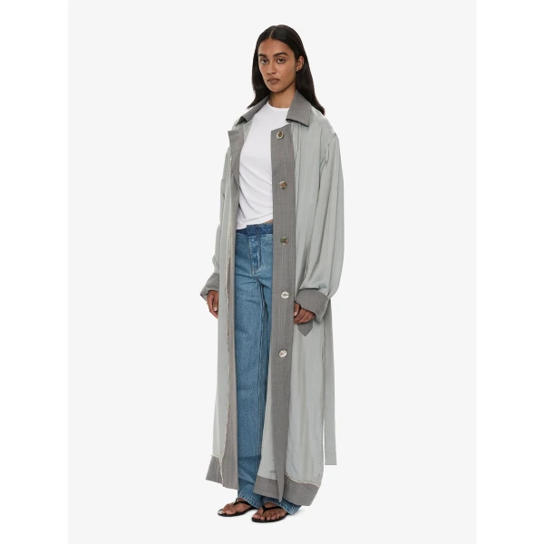 Christopher Esber Retract Tailored Duster Coat in Slate Stripe | Coats | Coveti