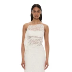 Christopher Esber Reverie Floating Lace Cami in White | Camisoles | Coveti