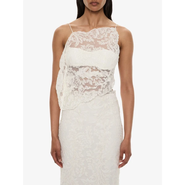 Christopher Esber Reverie Floating Lace Cami in White | Camisoles | Coveti
