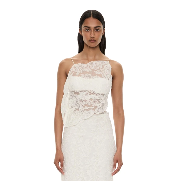Christopher Esber Reverie Floating Lace Cami in White | Camisoles | Coveti