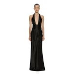 Christopher Esber Reyer Satin Tie Gown in Black | Evening Gowns | Coveti
