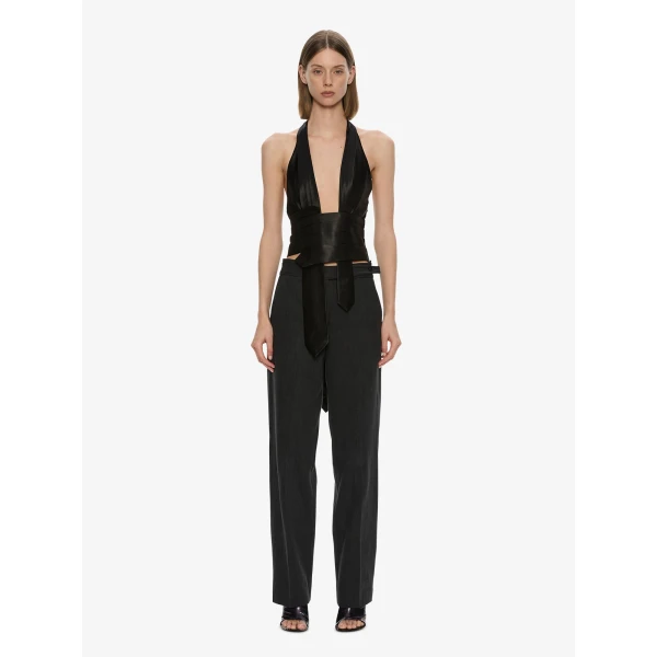Christopher Esber Reyer Satin Tie Top in Black | Tops | Coveti