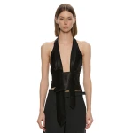 Christopher Esber Reyer Satin Tie Top in Black | Tops | Coveti