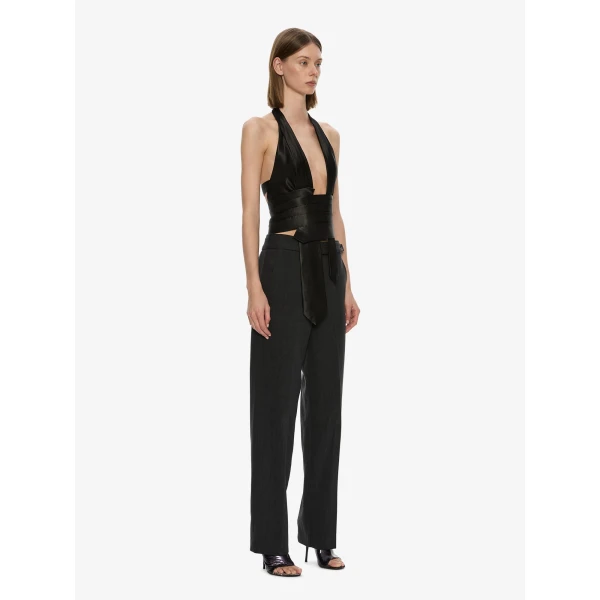Christopher Esber Reyer Satin Tie Top in Black | Tops | Coveti