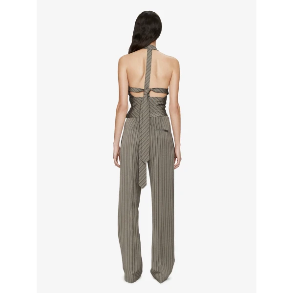 Christopher Esber Reyer Tailored Tie Top in Graphite Stripe | Tops | Coveti