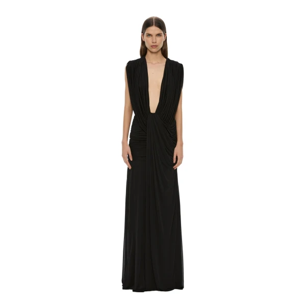 Ripple Drape Gown in Black