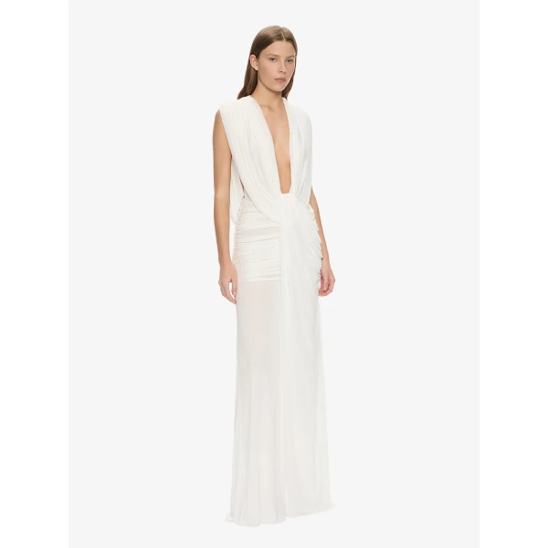 Christopher Esber Ripple Drape Gown in White | Evening Gowns | Coveti