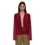 Christopher Esber Ripple Drape Long Sleeve Top in Wine | Long Sleeve | Coveti