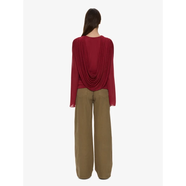 Christopher Esber Ripple Drape Long Sleeve Top in Wine | Long Sleeve | Coveti