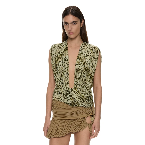 Christopher Esber Ripple Drape Top in Feathered Citrine | Tops | Coveti