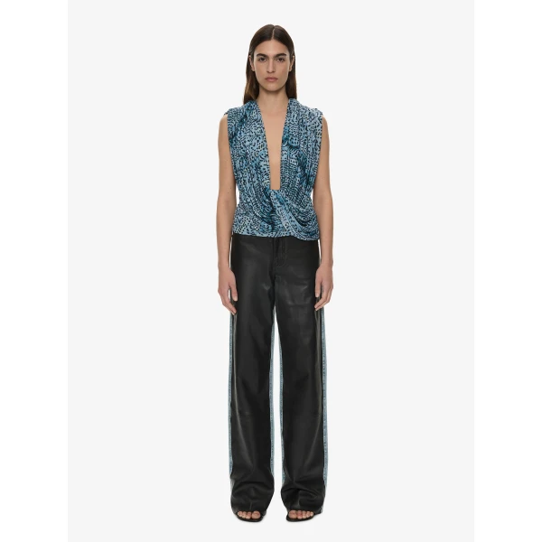 Christopher Esber Ripple Drape Top in Feathered Petrol | Tops | Coveti