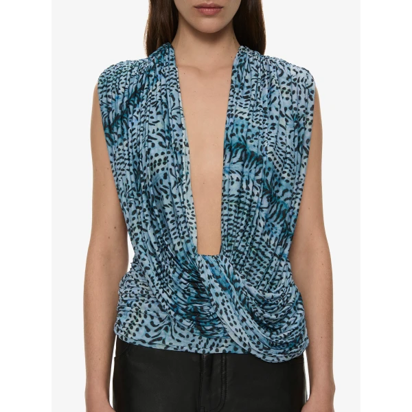 Christopher Esber Ripple Drape Top in Feathered Petrol | Tops | Coveti