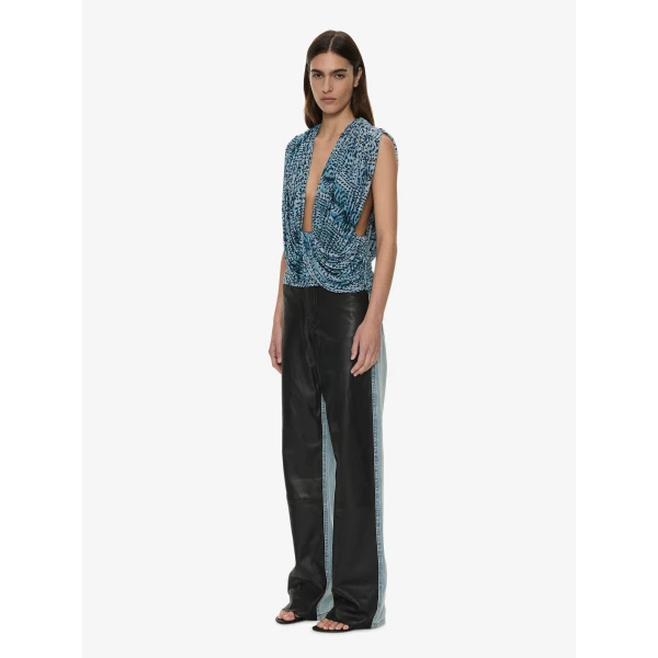 Christopher Esber Ripple Drape Top in Feathered Petrol | Tops | Coveti