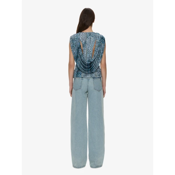 Christopher Esber Ripple Drape Top in Feathered Petrol | Tops | Coveti