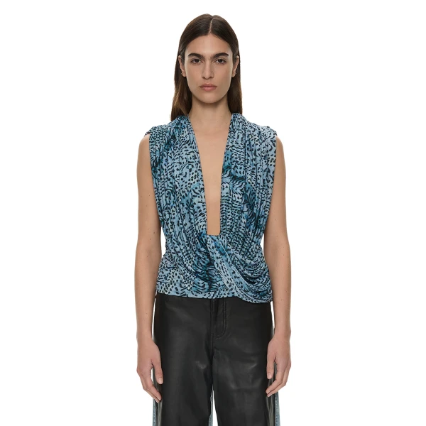 Ripple Drape Top in Feathered Petrol