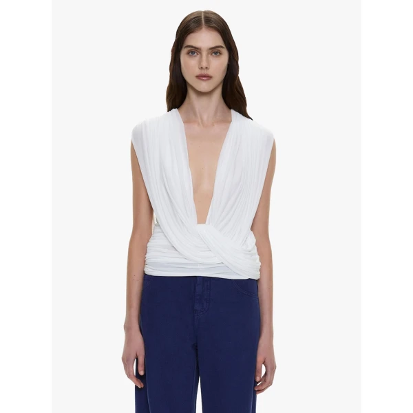 Christopher Esber Ripple Drape Top in White | Tops | Coveti
