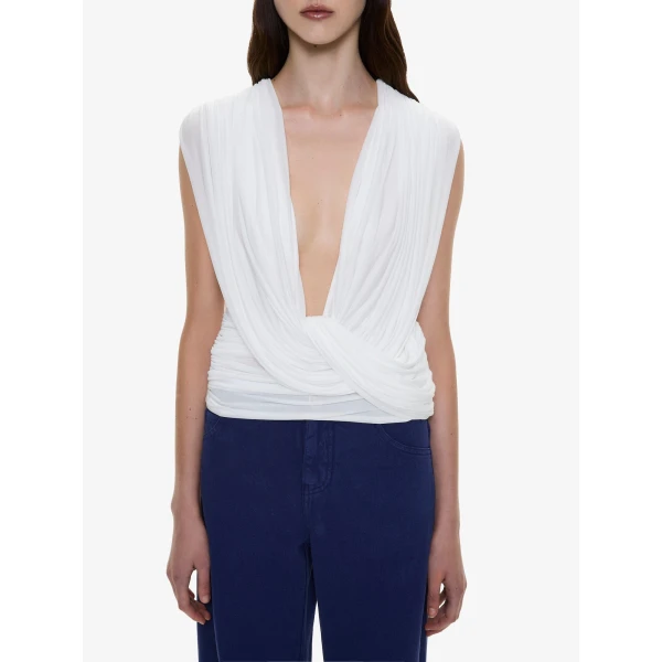 Christopher Esber Ripple Drape Top in White | Tops | Coveti