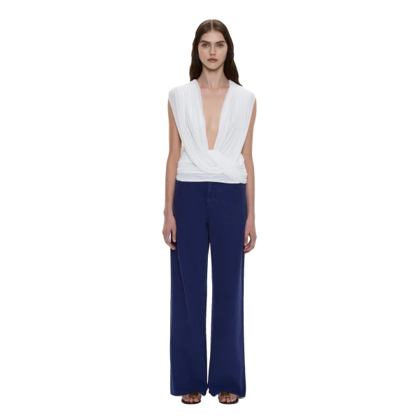 Christopher Esber Ripple Drape Top in White | Tops | Coveti