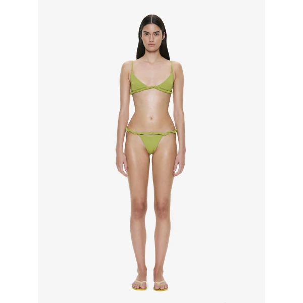 Christopher Esber Rolled Up Bralette in Dypsis Green | Bikini | Coveti