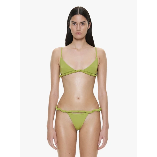 Christopher Esber Rolled Up Bralette in Dypsis Green | Bikini | Coveti