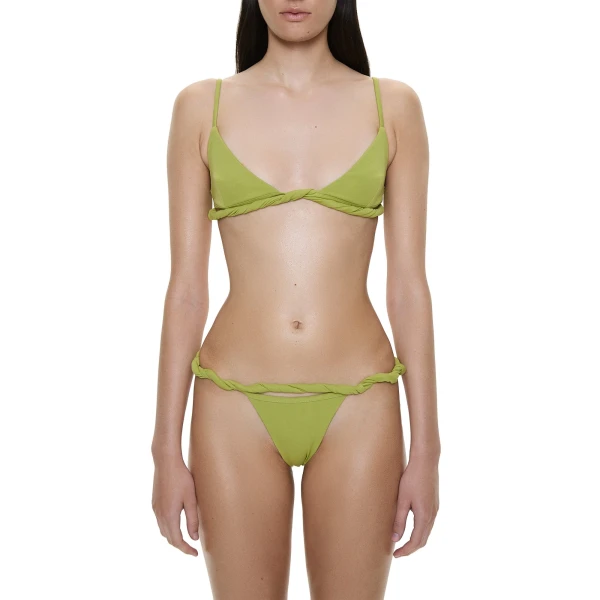 Christopher Esber Rolled Up Bralette in Dypsis Green | Bikini | Coveti