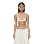 Christopher Esber Rolled Up Bralette in White | Bikini | Coveti