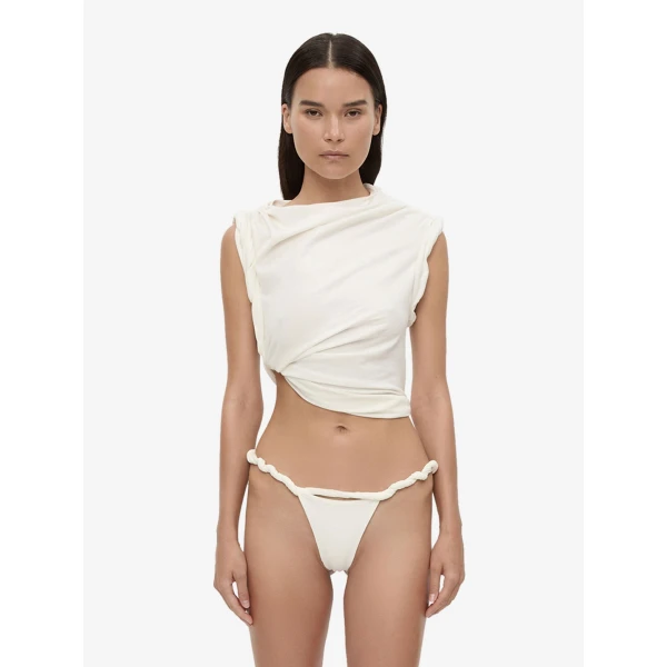 Christopher Esber Rolled Up Tee in White | T-shirts | Coveti