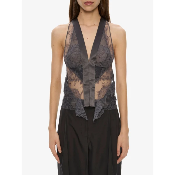 Christopher Esber Rowan Sateen Cuffed Trouser in Dark Smoke | Pants | Coveti