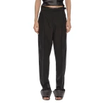 Christopher Esber Rowan Sateen Cuffed Trouser in Dark Smoke | Pants | Coveti