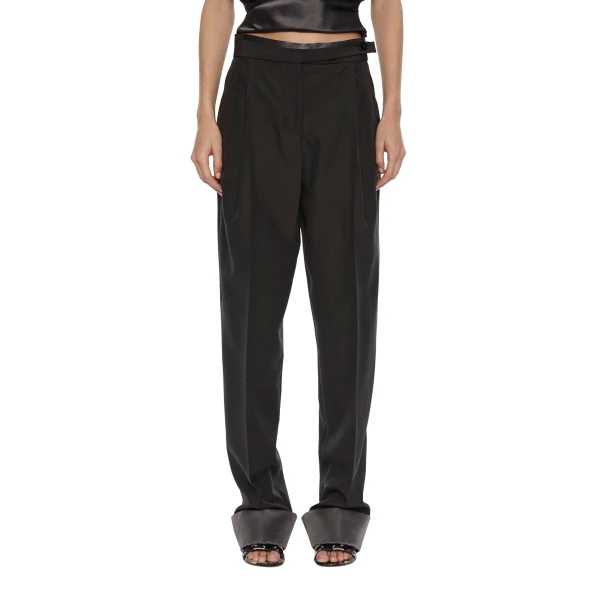 Rowan Sateen Cuffed Trouser in Dark Smoke