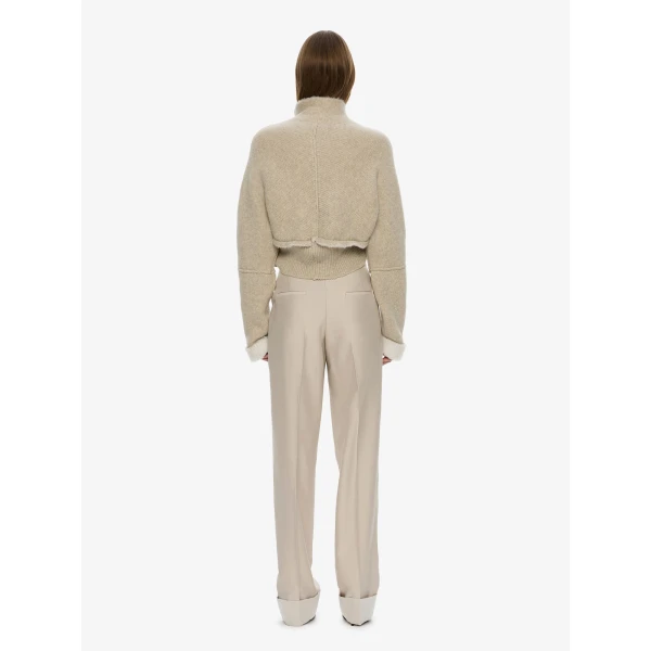 Christopher Esber Rowan Sateen Cuffed Trouser in Silver | Pants | Coveti