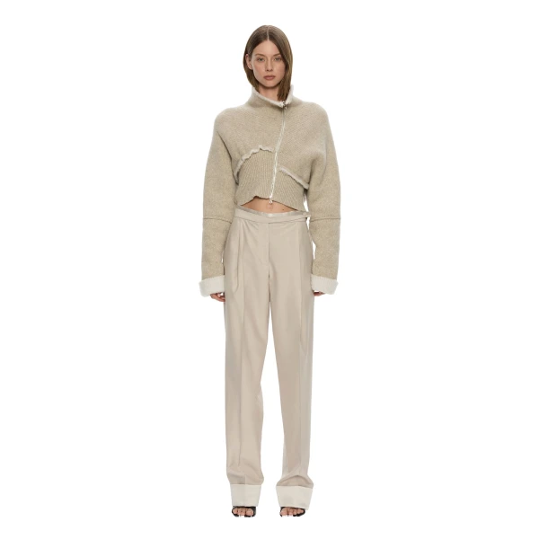 Rowan Sateen Cuffed Trouser in Silver