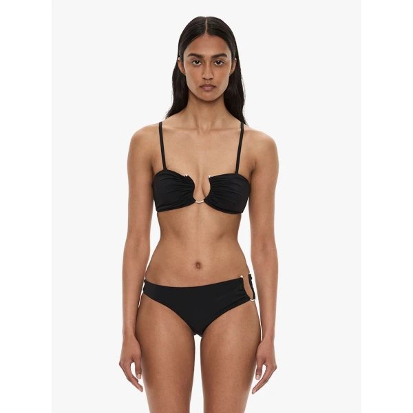 Christopher Esber Ruched Crescent Bandeau in Black | Bikini | Coveti