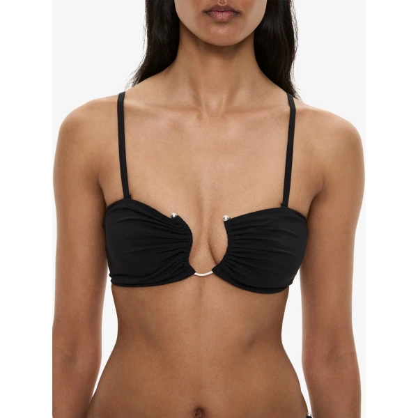Christopher Esber Ruched Crescent Bandeau in Black | Bikini | Coveti