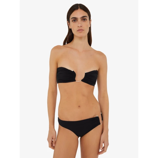 Christopher Esber Ruched Crescent Bandeau in Black | Bikini | Coveti